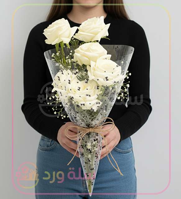 باقة الجوري البيضاء الكريمية الناعمة