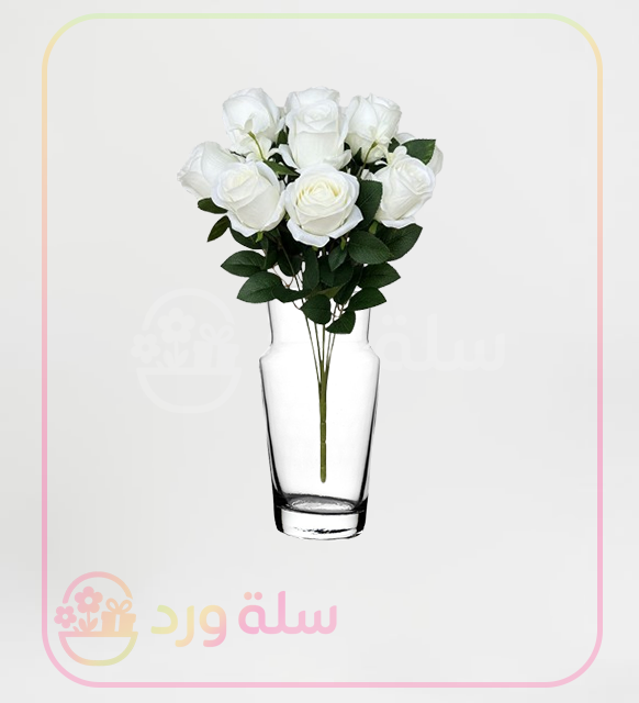 باقة الورد الجوري الصناعي الفاخرة - أبيض