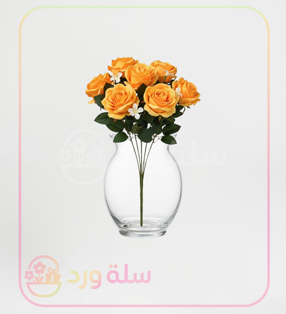 باقة الورد الجوري الصناعي الفاخرة - أصفر غامق