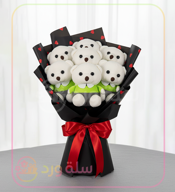 باقة الدباديب العصرية باللون الأخضر والرمادي